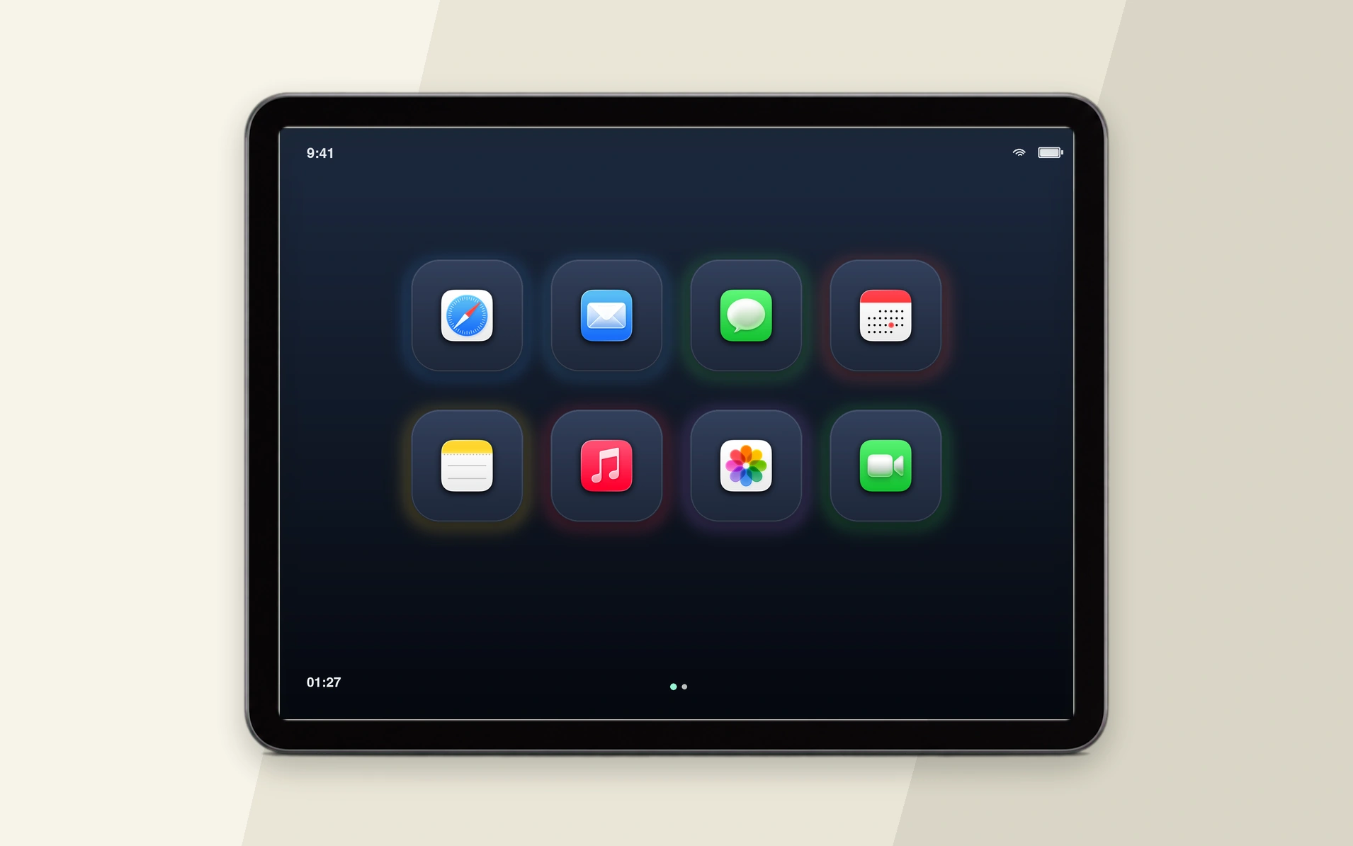 The real DeckPad browser interface running in a front-facing landscape iPad